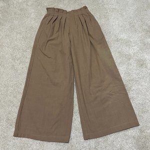 Moon River Pants Size Medium Khaki Wide Leg Paperbag High Rise Zip Closure Crop